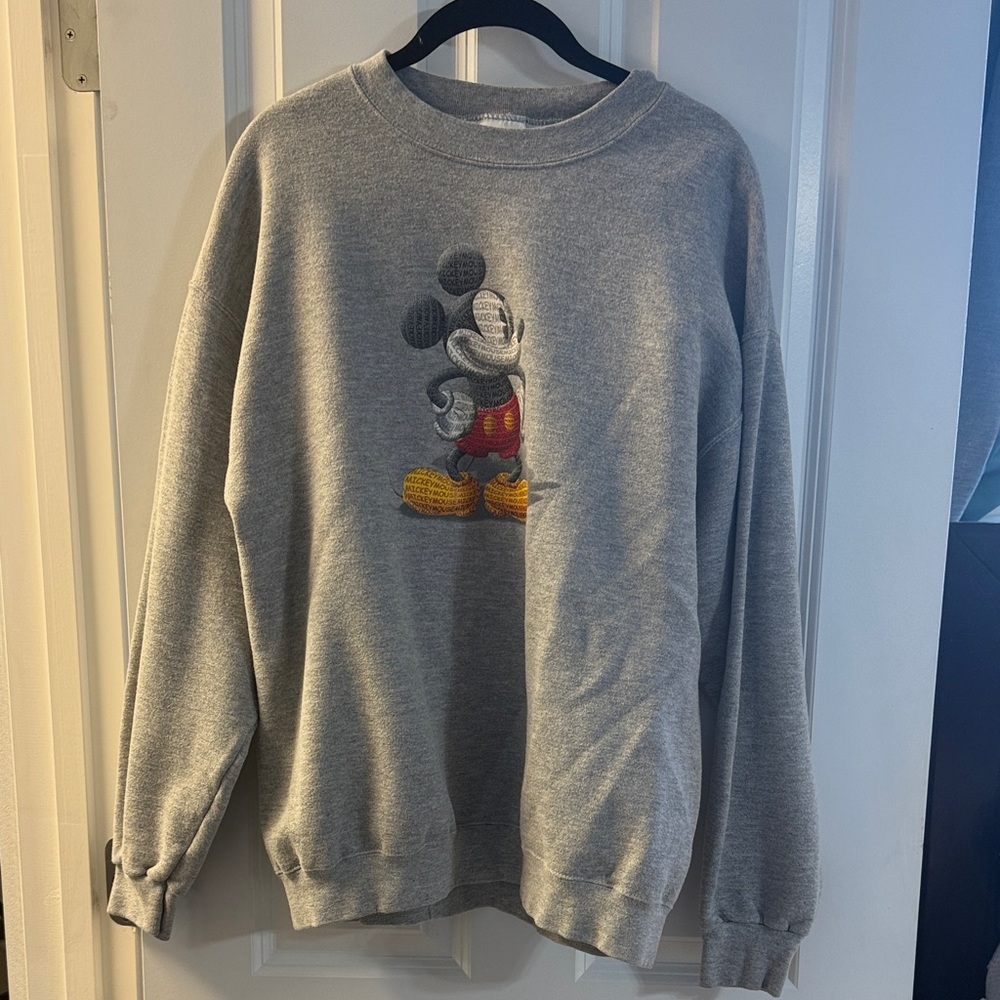 Disney Gray Crewneck Sweater with Mickey Mouse